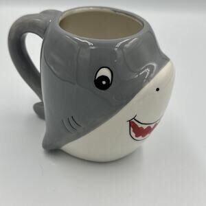 Eccolo Shark Coffee Mug Friendly 3D Cute Gray White Big Smile Fins Tail
